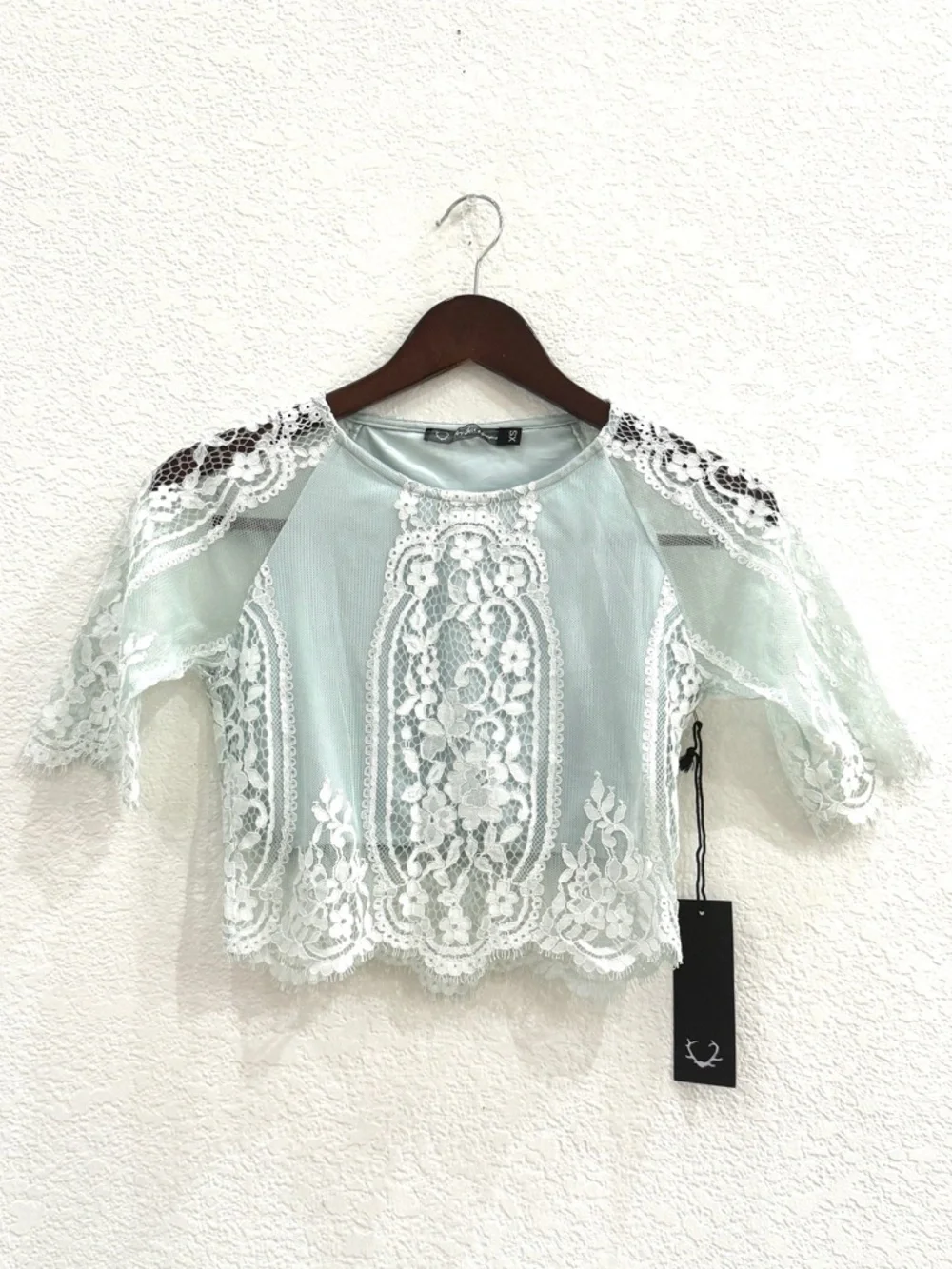NWT For Love & Lemons Lace Two Piece Set Crop Top & Mini Skirt Boho Romantic XS - Picture 5 of 14